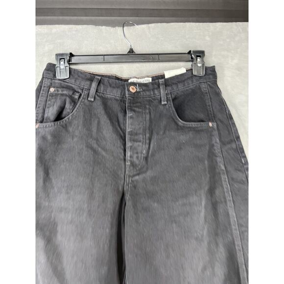 Free People Good Luck Mid-Rise Barrel Jeans Size 28 In Black - Picture 3 of 11